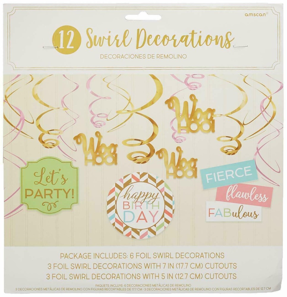 amscan 671927 Confetti Fun Value Pack Swirl Decoration Multi color Birthday 12PC