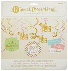 amscan 671927 Confetti Fun Value Pack Swirl Decoration Multi color Birthday 12PC