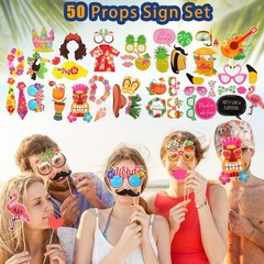 Bulk Summer Hawaiian Photo Booth Props, Luau Photo Props, Funny Hawaiian Sung…