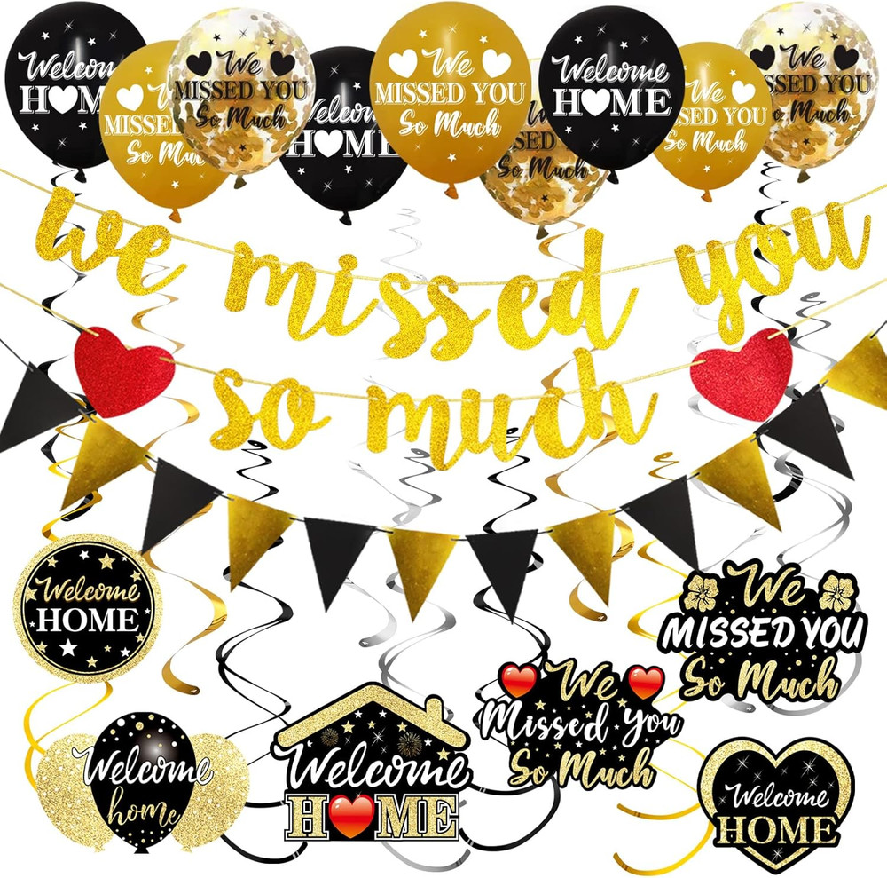 Welcome Home Decorations, 40Pcs ‘We Missed You so Much’ Banner Balloon Hanging S