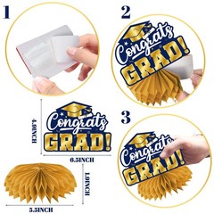 12Pcs Graduation Table Decorations 2026,Navy Blue and Gold Graduation Decorat…