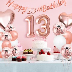 Rose Gold 13th Birthday Decorations for Girls Women, Happy 13th Birthday Bann…