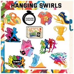 24 Pack Running Themed Hanging Swirls Spirals Ceiling Decor for Sport Party