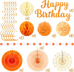 Birthday Decorations, Orange Beige Fal Boho Party Decorations for Women Girls –