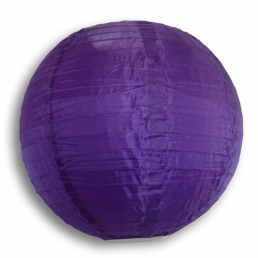 4″ Royal Purple Round Nylon Lantern, Even Ribbing, Hanging Decoration (10 PACK)
