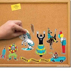 HAPPY BIRTHDAY DECORATIONS, Miniature, Retro Illustrations, Great for Crafting,