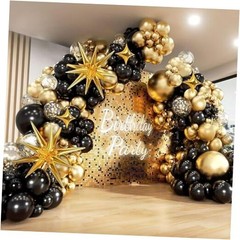 Black and Gold 117 PCS, Gold and Black Party Balloon Arch Kit Black Gold