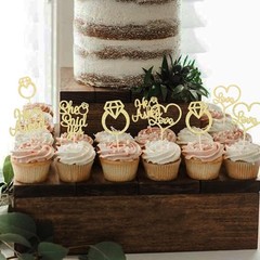 He Asked She Said Yes Cupcake Toppers Gold Glitter Diamond Ring Heart Love Ca…