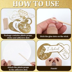 40Pcs Engagement Party Decorations Gold Engagement Photo Booth Props We are E…