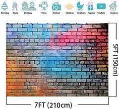 7X5FT Colorful Brick Wall Backdrop Photography Studio Props Photo Background …