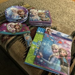 Disney FROZEN Party Pack – 23 Plates 40 Napkins 14 Cake Top 16 Bags 3 Hats !