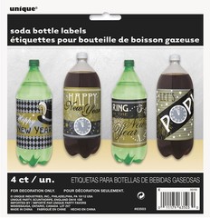 New Years Eve Holiday Beverage Soda 2 Liter Bottle Labels 4 Ct Party