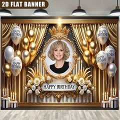 1pc 2D Crown Flower Balloon Personalized Birthday Custom Poster Backdrop❀
