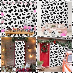 2 Pcs 3.3×6.6ft Black White Cow Farm Foil Fringe Curtains Tinsel Backdrop