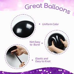 60pcs Purple and Black Balloons 12inch, Purple and Silver Balloon with Metall…