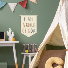 Boho Classroom Homeschool Decor I Am a Child of God Banner,Teen Sunday School De