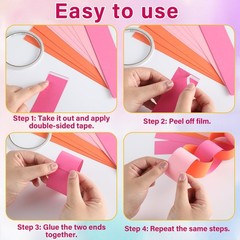 309pcs Sunset Party Decorations Hot Pink Orange Ceiling Chain Strip and Star …