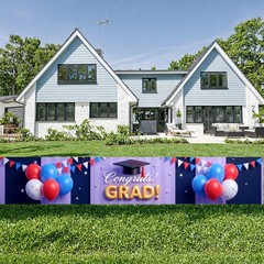 Graduation Banner 2026 Decorations Gold and Navy Blue Class of 2026 Background f