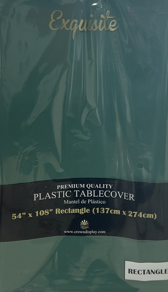 Dark Green Table Cover – Disposable Plastic – 54in. x 108in.Rectangle