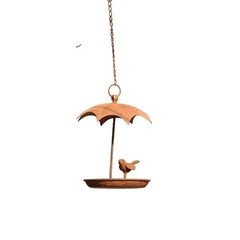 Metal Bird House Feeder Rust Finish Wall Mount for Garden Porch Backyard