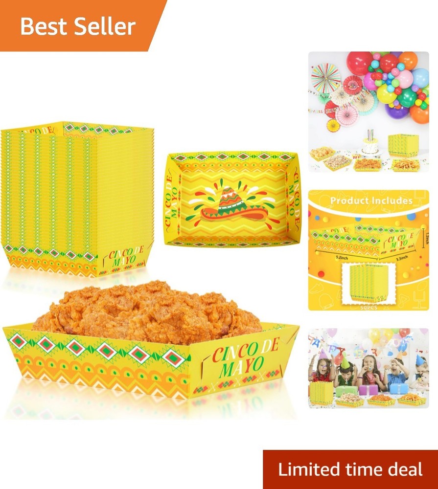 Convenient 50-Pack Paper Food Trays for Appetizers – Perfect for Birthday Fests