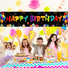 Colorful Happy Birthday Banner, Large Fabric Happy Birthday Sign Backdrop Backgr