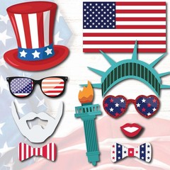 4th of July Photo Booth Props – 41-pc Photobooth Kit with 8 x 10-Inch Sign, 6…
