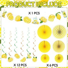 Lemonade Decorations Lemonade Party Banner Lemon Hanging Swirls Yellow Hangin…