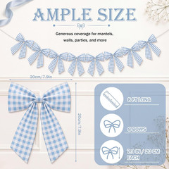 8 Ft Sky Blue Bow Garland Decorations Blue Fabric Bow Banner Hanging Banner for