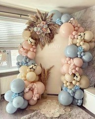 Gender Reveal Balloon Arch Garland Kit 144pcs, Dusty Pink and Blue Sand White…