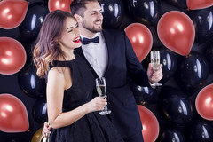 Red and Black Birthday Decorations Party Supplies Set,Black Gold Confetti Balloo