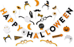 Photo Booth Props Banner Kit 22 Pieces Halloween Party Supplies Inclusive