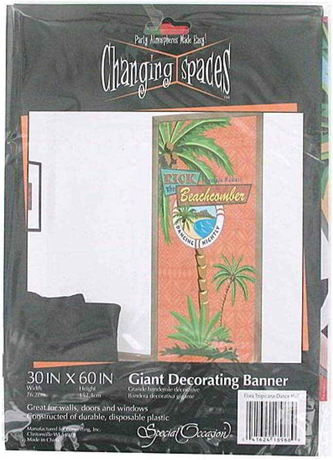 Flora Tropicana Dance Hall Tropical Luau Theme Party Decoration Plastic Banner