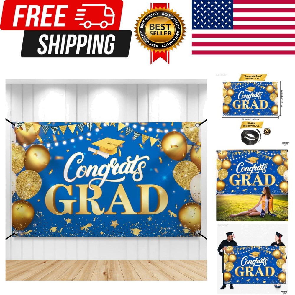 XtraLarge Congrats Grad Banner – 72×44 Inch, Congratulations Banner | Graduat…
