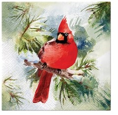 Christmas Paper Napkins for Decoupage WINTER CARDINAL Lunch 20pcs Red Cardinal