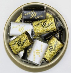 40th Birthday Miniatures Candy Bar Wrapper (Set of 60) CANDY NOT INCLUDED