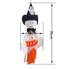 Scary Halloween Ghost Windsock Hanging Scarecrow Witches Pendant Straw — Green