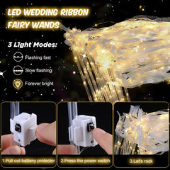 100PCS Light up Wands for Wedding, Wedding Wands Streamers with 3 Colorful Flash