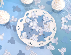 Blue Bodysuit Confetti – Blue Gingham Baby Shower Confetti,Baby Shower Decoratio