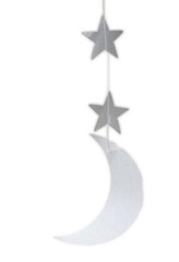 Silver Crescent Moon Hanging Eid Islamic Holiday Decoration (4 Pack)