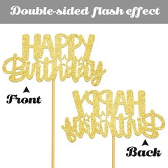 12Pcs Happy Birthday Centerpiece Sticks, Colorful Glitter Table Toppers, Sign