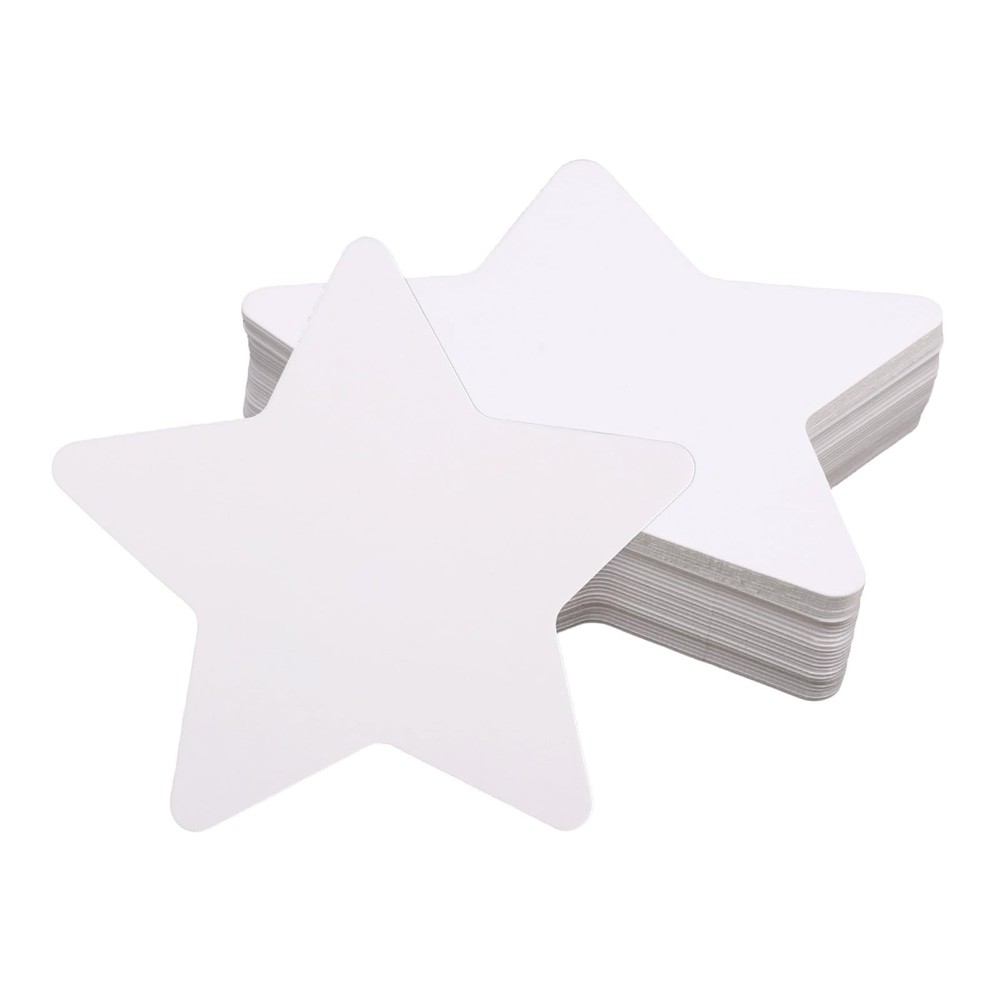 200 PCS 4×4 Inch White Star Paper Cutout Double Sided Shape Classroom DIY