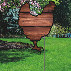 YS3055 Chicken Rustic Wood Plastic Outdoor Yard Sign Decoration Cutout