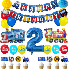 Train Birthday Party Decorations Blue Yellow Red Decorations with Railroad Ballo
