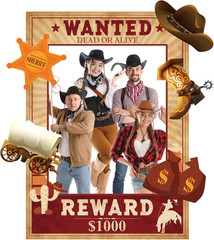 West Wanted Photo Booth Prop Kit Cowboy Party Decoration Wild Western Cowboy The