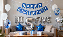 5Th Birthday Decorations Rose Gold for Girls,Hi Five Birthday Balloons 5Th Birth