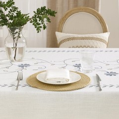 GRASiMOSY Cotton Linen Rectangle Tablecloth with Tassel for Dining Table, Heavy