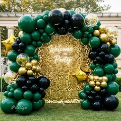 Double Dark Green Black Gold Balloon Arch Kit – 104Pcs Emerald Green Balloon …