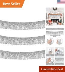 Reusable Metallic Foil Fringe Garland – Silver Streamers for All Occasions