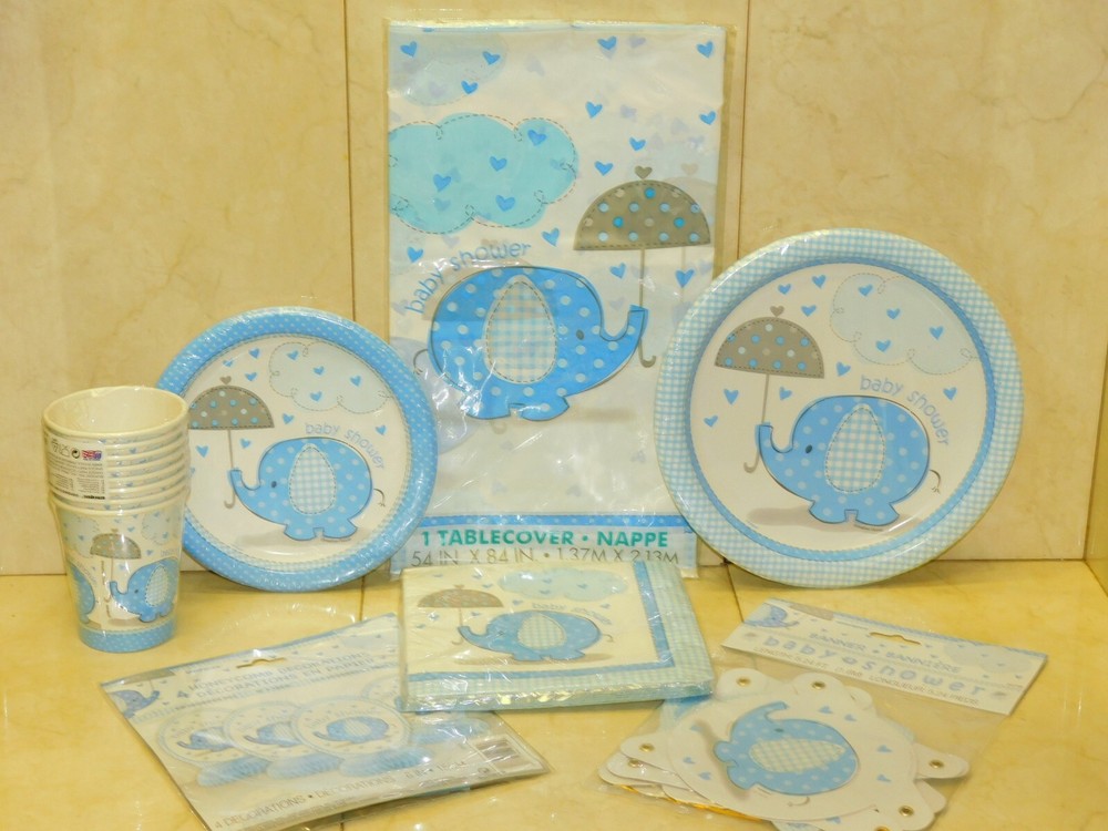 Boy Girl Baby Shower BIRTHDAY Party DECORATIONS & SERVING for 16 Elephant